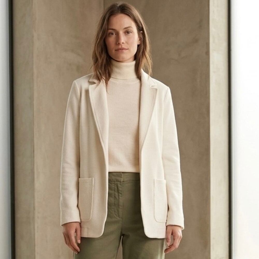 Johnston & Murphy Cream White Knit Blazer M Quiet Luxury Business Casual Capsule